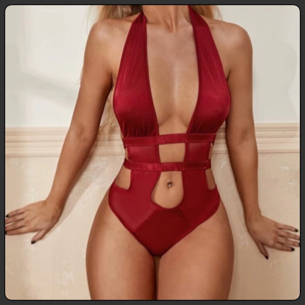 Red Lingerie Bodysuit